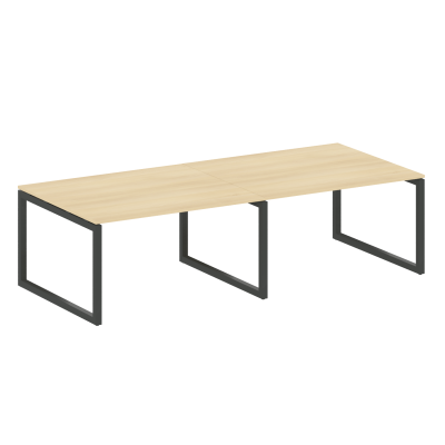 Metal System Quattro Переговорный стол (2 столешницы) на О-образном м/к 50БО.ПРГ-2.3 Акация Лорка/Металл Антрацит 2800*1235*750