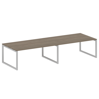 Metal System Quattro Переговорный стол (2 столешницы) на О-образном м/к 50БО.ПРГ-2.5 Вяз Благородный/Металл Серый 3600*1235*750