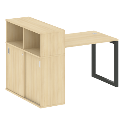 Metal System Quattro Стол письменный с шкафом-купе на О-образном м/к 50БО.РС-СШК-3.2 Т Акация Лорка/Металл Антрацит 1610*1120*1098