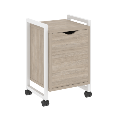 Loft Тумба на колесных опорах+фасад VR.L-T2.K Дуб Аттик/Металл Белый 500*460*767