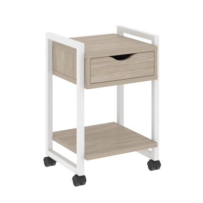 Loft Тумба на колесных опорах с ящ. и полкой VR.L-T1.K Дуб Аттик/Металл Белый 500*460*767