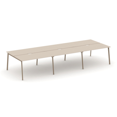 Estetica Рабочая станция 6 мест ES.D.RS-6.3-VP Капучино/Металл Латте 4140*1500*750