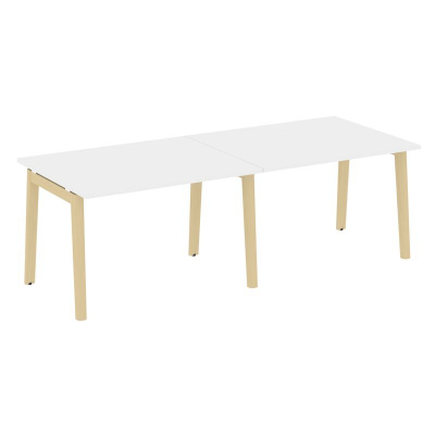 Onix Wood Стол переговорный (2 столешницы) OW.PRG-2.2 Белый Бриллиант/Дуб Светлый/Металл Белый 2360*980*750