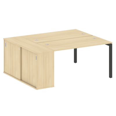Metal System Quattro Рабочая станция с шкафом-купе на П-образном м/к 50БП.РС-СШК-1.3 Т Акация Лорка/Металл Антрацит 1810*1475*750