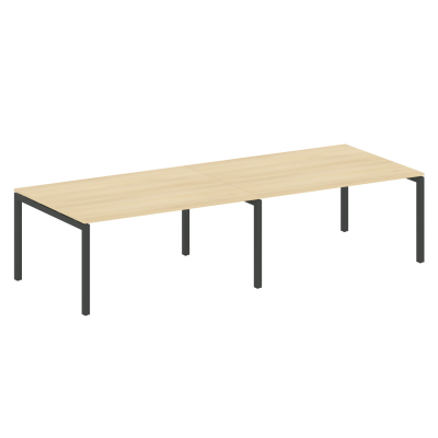Metal System Quattro Переговорный стол (2 столешницы) на П-образном м/к 50БП.ПРГ-2.4 Акация Лорка/Металл Антрацит 3200*1235*750