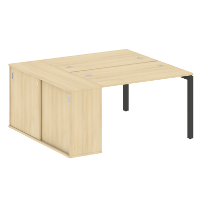 Metal System Quattro Рабочая станция с шкафом-купе на П-образном м/к 50БП.РС-СШК-1.2 Т Акация Лорка/Металл Антрацит 1610*1475*750