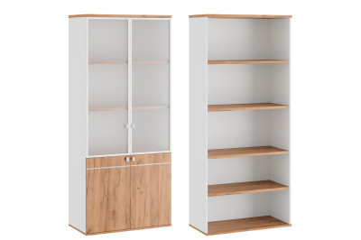 Foil TES38150021 Шкаф для бумаг со стеклом (стекло в раме) 900x450x2070 Дуб Крафт Золотой