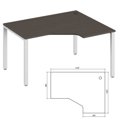 Trend Metal TDM32215314 Эргономичный стол правый 1400x1200x750 Тёмный Дуб