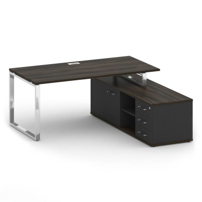 Shift Стол руководителя с опорной греденцией, правый SK.SRG-180 (R) Дуб Мали/Антрацит 1800*1800*753