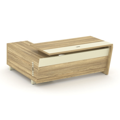 Corner Стол руководителя с тумбой COR.SRT-18 (R) Гикори Песочный/Ваниль/Металл Ваниль 1800*1800*750 Corner Стол руководителя с тумбой COR.SRT-18 (R) Гикори Песочный/Ваниль/Металл Ваниль 1800*1800*750