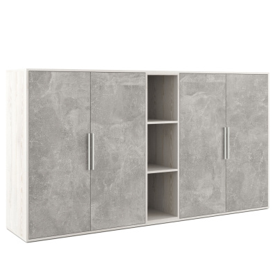 B-tone BTN36153231 Шкаф средний 4 створки, с нишей 2138x450x1157 Сосна Бетон Светлый
