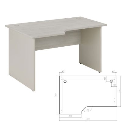 New Line NLN36315321 Стол эргономичный левый 1350x900x750 Дуб Шамони Светлый
