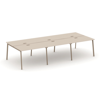 Estetica Рабочая станция 6 мест ES.D.RS-6.2-LP Капучино/Металл Латте 3540*1500*750