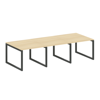Metal System Quattro Переговорный стол (3 столешницы) на О-оразном м/к 50БО.ПРГ-3.1 Акация Лорка/Металл Антрацит 3000*1235*750