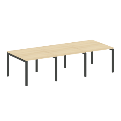 Metal System Quattro Переговорный стол (3 столешницы) на П-оразном м/к 50БП.ПРГ-3.1 Акация Лорка/Металл Антрацит 3000*1235*750