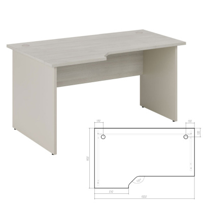 New Line NLN36315521 Стол эргономичный левый 1500x900x750 Дуб Шамони Светлый