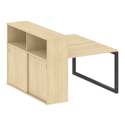 Metal System Quattro Рабочая станция с шкафом-купе на О-образном м/к 50БО.РС-СШК-2.1 Т Акация Лорка/Металл Антрацит 1410*1475*1098