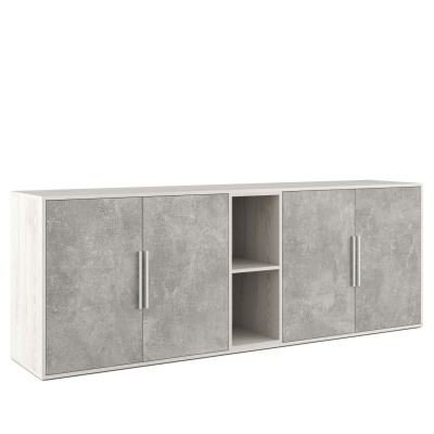 B-tone BTN36153031 Шкаф низкий 4 створки, с нишей 2138x450x780 Сосна Бетон Светлый