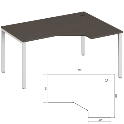 Trend Metal TDM32215514 Эргономичный стол правый 1600x1200x750 Тёмный Дуб