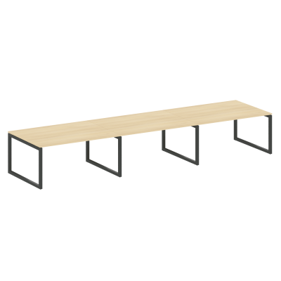 Metal System Quattro Переговорный стол (3 столешницы) на О-оразном м/к 50БО.ПРГ-3.4 Акация Лорка/Металл Антрацит 4800*1235*750