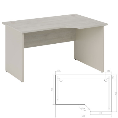 New Line NLN36315421 Стол эргономичный правый 1350x900x750 Дуб Шамони Светлый