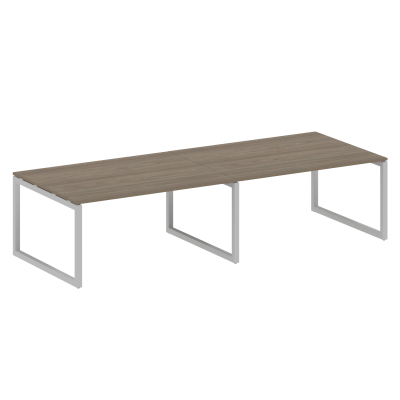Metal System Quattro Переговорный стол (2 столешницы) на О-образном м/к 50БО.ПРГ-2.4 Вяз Благородный/Металл Серый 3200*1235*750