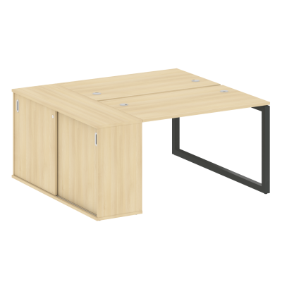 Metal System Quattro Рабочая станция с шкафом-купе на О-образном м/к 50БО.РС-СШК-1.2 Т Акация Лорка/Металл Антрацит 1610*1475*750