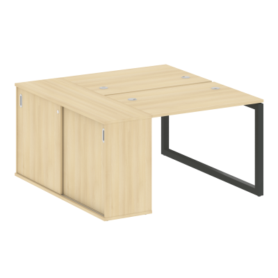 Metal System Quattro Рабочая станция с шкафом-купе на О-образном м/к 50БО.РС-СШК-1.1 Т Акация Лорка/Металл Антрацит 1410*1475*750