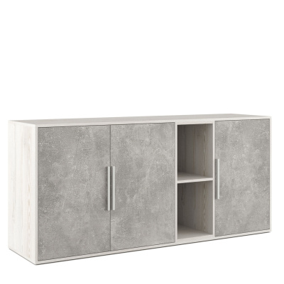 B-tone BTN36152031 Шкаф низкий 3 створки, с нишей 1688x450x780 Сосна Бетон Светлый