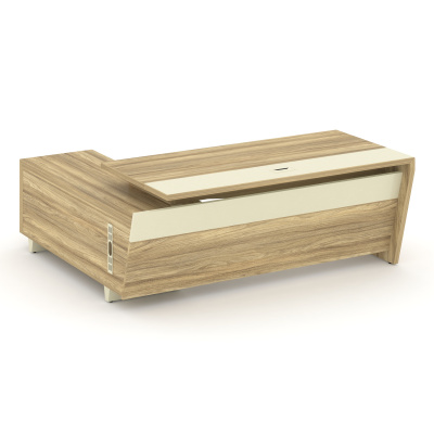 Corner Стол руководителя с тумбой COR.SRT-20 (R) Гикори Песочный/Ваниль/Металл Ваниль 2000*1800*750 Corner Стол руководителя с тумбой COR.SRT-20 (R) Гикори Песочный/Ваниль/Металл Ваниль 2000*1800*750