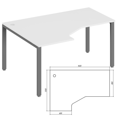 Trend Metal TDM32215645 Эргономичный стол левый 1600x1200x750 белый