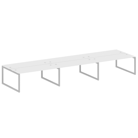 Metal System Quattro Рабочая станция на 6 раб. мест на О-образном м/к 50БО.СМ-6.5 Белый/Металл Серый 5400*1475*750