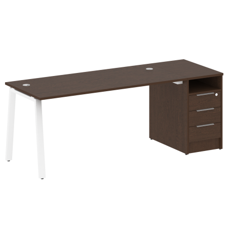 Metal System Рабочая станция с тумбой на А-образном м/к БА.РС-СТП-1.4 Венге Цаво/Металл Белый 2012*720*750 Metal System Рабочая станция с тумбой на А-образном м/к БА.РС-СТП-1.4 Венге Цаво/Металл Белый 2012*720*750