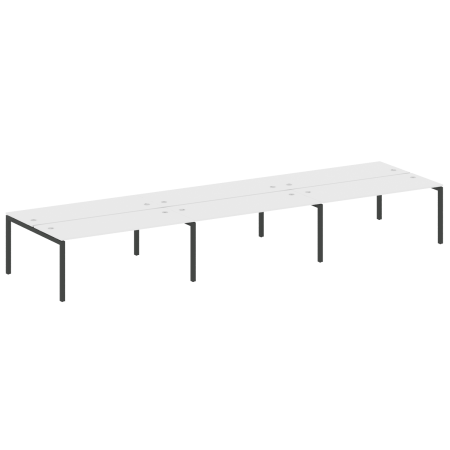 Metal System Quattro Рабочая станция на 6 раб. мест на П-образном м/к 50БП.СМ-6.5 Белый/Металл Антрацит 5400*1475*750