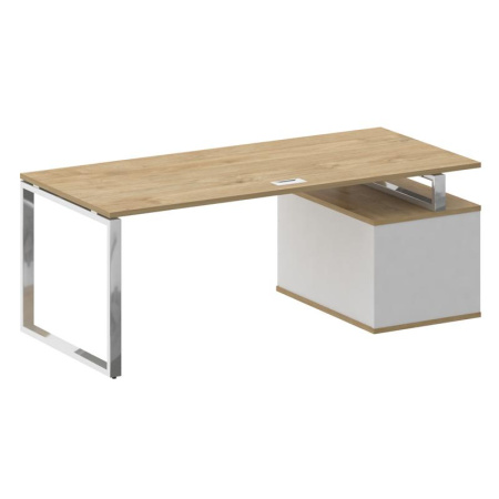 Shift Стол руководителя с опорной тумбой, левый SK.SRT-200 (L) Тиквуд Светлый/Белый Бриллиант 2000*904*753