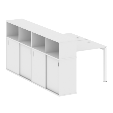Metal System Quattro Рабочая станция с шкафом-купе на П-образном м/к 50БП.РС-СШК-4.1 Т Белый/Металл Белый 1410*2332*1098