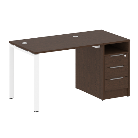 Metal System Рабочая станция с тумбой на П-образном м/к БП.РС-СТП-1.1 Венге Цаво/Металл Белый 1412*720*750 Metal System Рабочая станция с тумбой на П-образном м/к БП.РС-СТП-1.1 Венге Цаво/Металл Белый 1412*720*750
