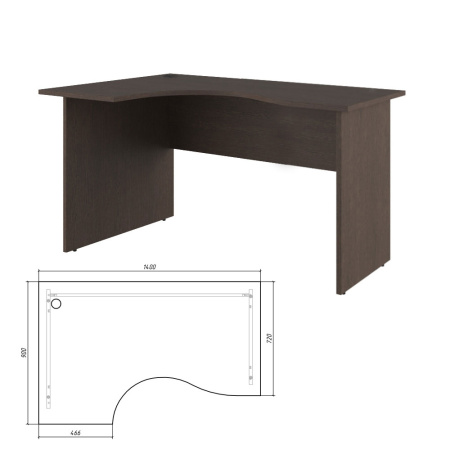 Trend TRD29625401 Стол эргономичный левый 1400x900x750 тёмный дуб
