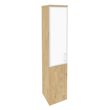 Onix Шкаф высокий узкий левый O.SU-1.2 R (L) white Тиквуд Светлый/Стекло White 400*420*1977