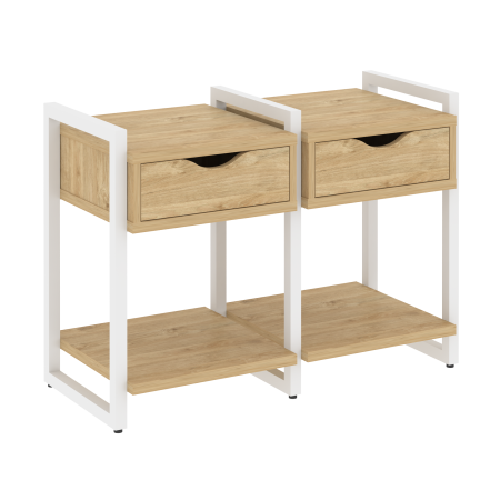 Loft Тумба на регулируемых опорах VR.L-TN-1.O Тиквуд Светлый/Металл Белый 970*460*719 Loft Тумба на регулируемых опорах VR.L-TN-1.O Тиквуд Светлый/Металл Белый 970*460*719