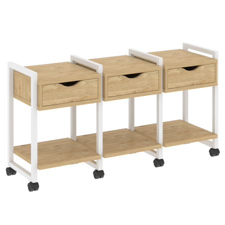 Loft Тумба на колесных опорах VR.L-TN-4.K Тиквуд Светлый/Металл Белый 1440*460*767