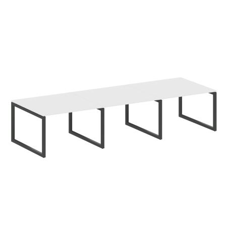 Metal System Quattro Переговорный стол (3 столешницы) на О-оразном м/к 50БО.ПРГ-3.2 Белый/Металл Антрацит 3600*1235*750