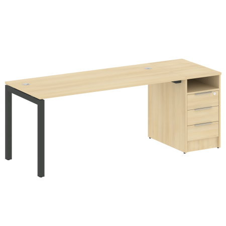 Metal System Quattro Рабочая станция с тумбой на П-образном м/к 50БП.РС-СТП-1.4 Акация Лорка/Металл Антрацит 2012*720*750