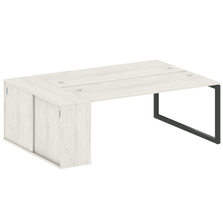 Metal System Quattro Рабочая станция с шкафом-купе на О-образном м/к 50БО.РС-СШК-1.5 Т Дуб Наварра/Металл Антрацит 2210*1475*750
