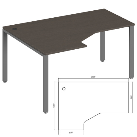 Trend Metal TDM32215615 Эргономичный стол левый 1600x1200x750 тёмный дуб