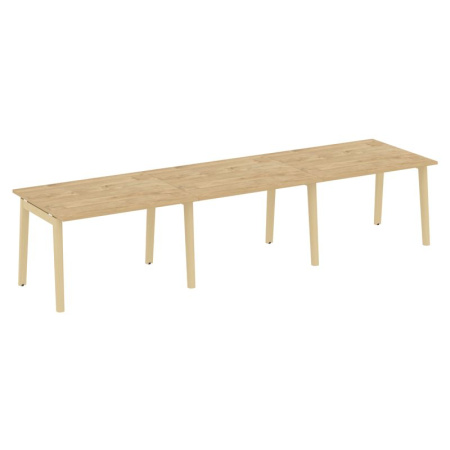 Onix Wood Стол переговорный (3 столешницы) OW.PRG-3.2 Тиквуд Светлый/Дуб Светлый/Металл Белый 3540*980*750