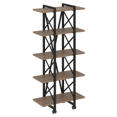 Loft Стеллаж на колесных опорах-5 полок VR.L-MST.K-5.4V Дуб Аризона/Металл Черный 800*400*1704