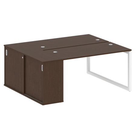 Metal System Quattro Рабочая станция с шкафом-купе на О-образном м/к 50БО.РС-СШК-1.3 Т Венге Цаво/Металл Белый 1810*1475*750