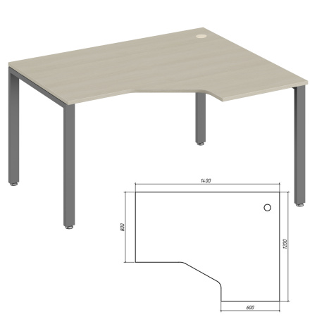 Trend Metal TDM32215385 Эргономичный стол правый 1400x1200x750 дуб феррара