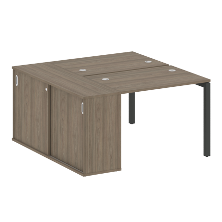 Metal System Quattro Рабочая станция с шкафом-купе на П-образном м/к 50БП.РС-СШК-1.1 Т Вяз Благородный/Металл Антрацит 1410*1475*750